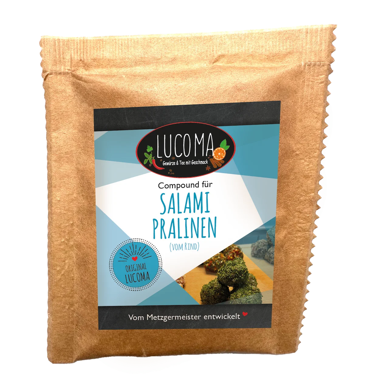 Salami Pralinen - Rohwurst Compound - 32 Gramm - Rezept im Buch Lieblings Wurst !